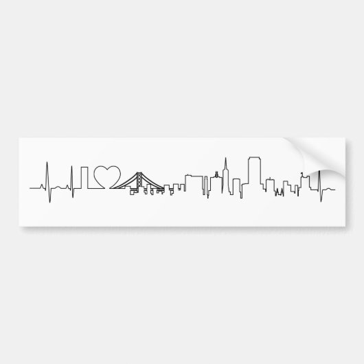 Ik hou van San Francisco in een uitzonderlijke ecg Bumpersticker (Voorkant)