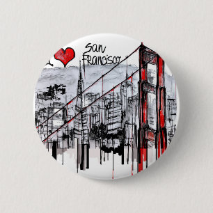 Ik hou van San Francisco Ronde Button 5,7 Cm