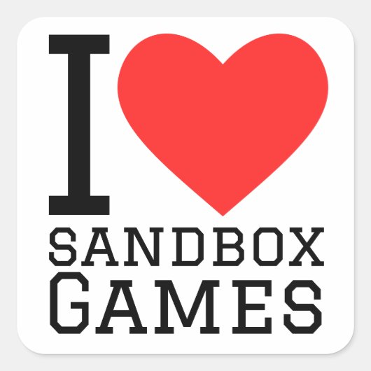 Ik hou van sandbox games vierkante sticker (Voorkant)