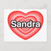 Ik hou van Sandra. Ik hou van je Sandra. Hart Briefkaart (Voorkant)