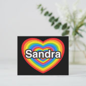 Ik hou van Sandra. Ik hou van je Sandra. Hart Briefkaart (Staand voorkant)
