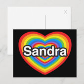 Ik hou van Sandra. Ik hou van je Sandra. Hart Briefkaart (Voorkant / Achterkant)