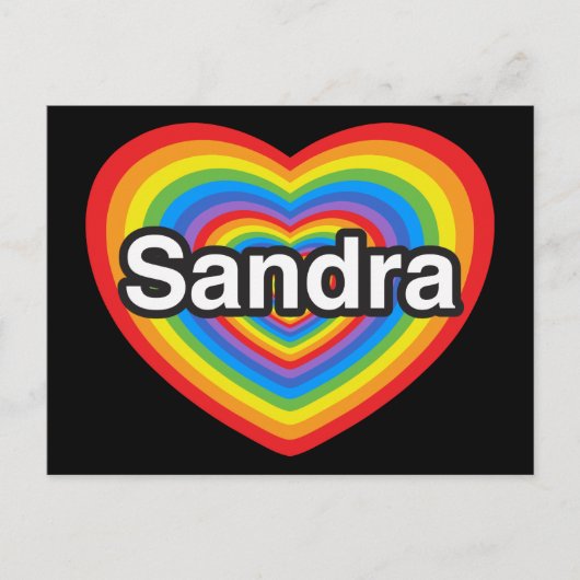 Ik hou van Sandra. Ik hou van je Sandra. Hart Briefkaart (Voorkant)