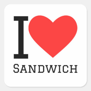 Ik hou van sandwich vierkante sticker
