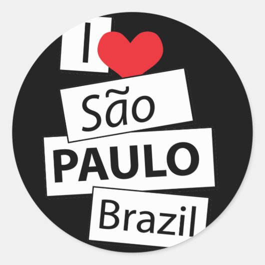 Ik hou van Sao Paulo Brazilië Ronde Sticker (Voorkant)