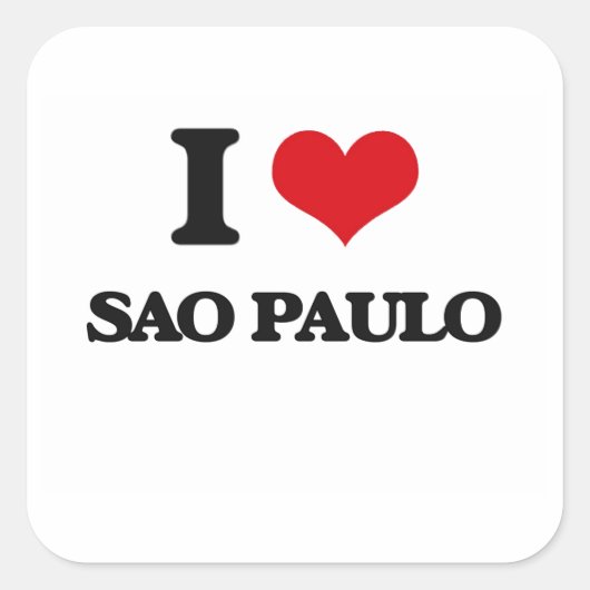 Ik hou van Sao Paulo Vierkante Sticker (Voorkant)
