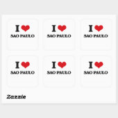 Ik hou van Sao Paulo Vierkante Sticker (Vel)