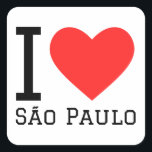 Ik hou van São Paulo Vierkante Sticker<br><div class="desc">Ik hou van São Paulo,  voor Braziliaanse liefhebbers</div>