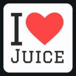 Ik hou van sap vierkante sticker<br><div class="desc">Ik hou van sap,  voor drink liefhebber</div>