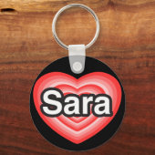 Ik hou van Sara. Ik hou van je Sara. Hart Sleutelhanger (Voorkant)