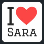Ik hou van sara vierkante sticker<br><div class="desc">Ik hou van Sara,  voor vrouwen namen liefhebbers</div>