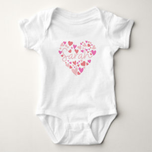 Ik hou van Sarah-harten in roze Romper
