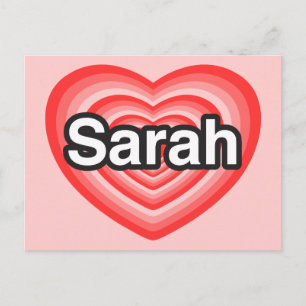 Ik hou van Sarah. Ik hou van je Sarah. Hart Briefkaart