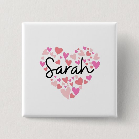 Ik hou van Sarah Vierkante Button 5,1 Cm (Voorkant)