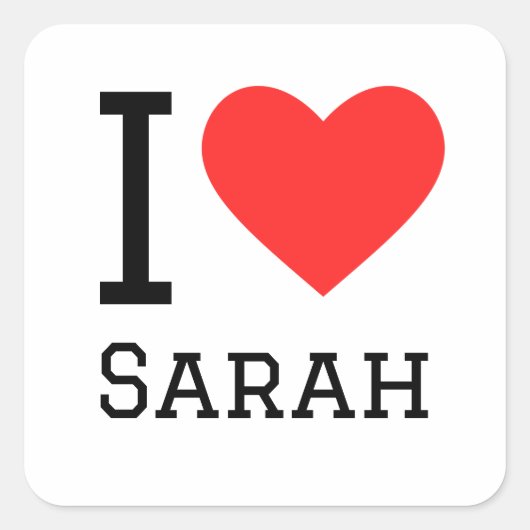 Ik hou van Sarah Vierkante Sticker (Voorkant)