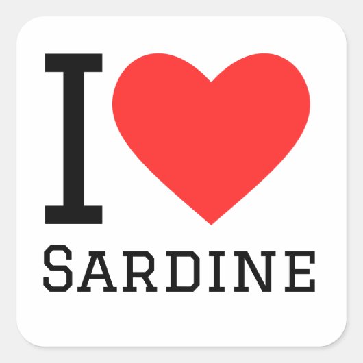 Ik hou van sardine vierkante sticker (Voorkant)