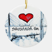 Ik hou van Savannah Ga Keramisch Ornament (Voorkant)