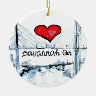 Ik hou van Savannah Ga Keramisch Ornament