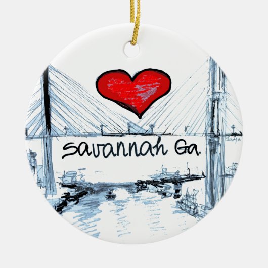 Ik hou van Savannah Ga Keramisch Ornament (Voorkant)