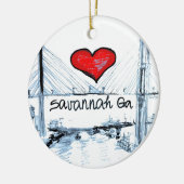 Ik hou van Savannah Ga Keramisch Ornament (Links)