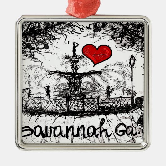 Ik hou van Savannah Ga. Metalen Ornament (Voorkant)