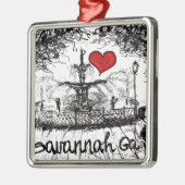 Ik hou van Savannah Ga. Metalen Ornament (Links)