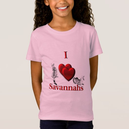 Ik hou van Savannah kat T-shirt (Voorkant)