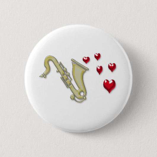 Ik hou van saxafonharten ronde button 5,7 cm (Voorkant)
