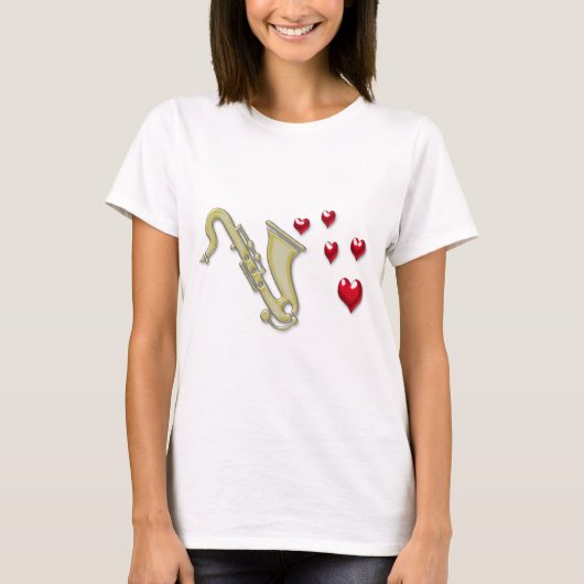 Ik hou van saxafonharten t-shirt (Voorkant)