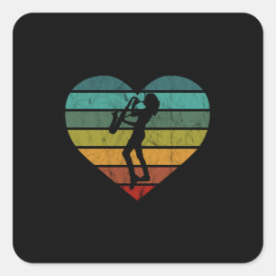 Ik hou van saxofoon en saxofonist vierkante sticker