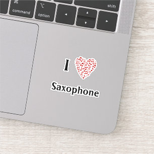 Ik hou van Saxofoon Rode Hart van Muzieknoten Viny Sticker
