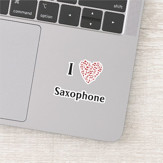 Ik hou van saxofoon Rode Hart van muzieknotities V Sticker (Detail)