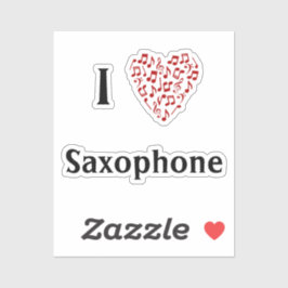 Ik hou van saxofoon Rode Hart van muzieknotities V Sticker