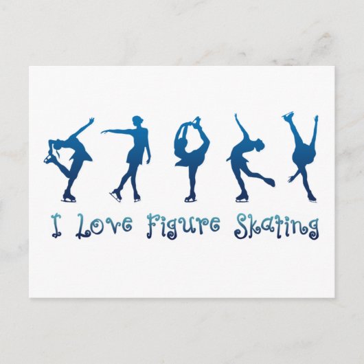 Ik hou van schaatsen... blauw briefkaart (Voorkant)
