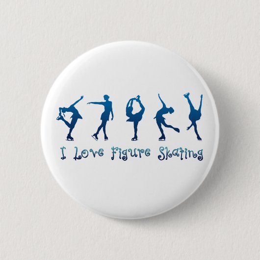 Ik hou van schaatsen... blauw ronde button 5,7 cm (Voorkant)