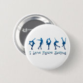 Ik hou van schaatsen... blauw ronde button 5,7 cm (Voorkant /achterkant)
