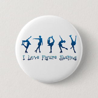 Ik hou van schaatsen... blauw ronde button 5,7 cm