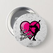 Ik hou van schaatsen, op ijs ronde button 7,6 cm (Voorkant /achterkant)