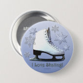 Ik hou van schaatsen ronde button 7,6 cm (Voorkant /achterkant)