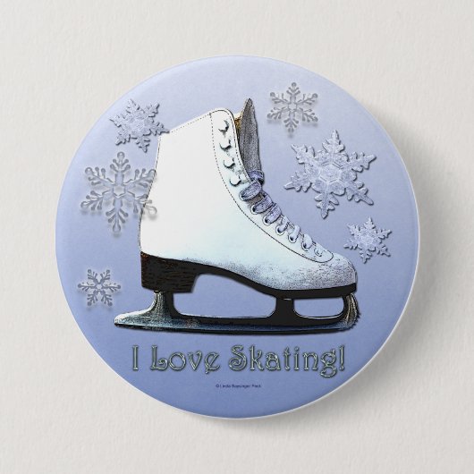 Ik hou van schaatsen ronde button 7,6 cm (Voorkant)