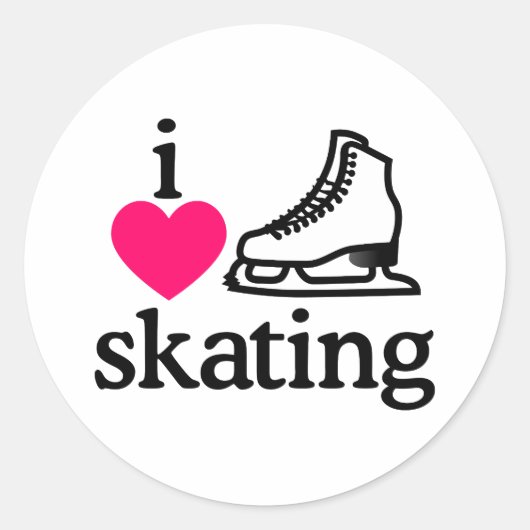 Ik hou van schaatsen ronde sticker (Voorkant)