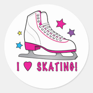 Ik hou van schaatsen! ronde sticker