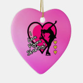 Ik hou van schaatsen, siervormig, roze hart keramisch ornament (Rechts)