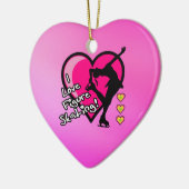 Ik hou van schaatsen, siervormig, roze hart keramisch ornament (Links)