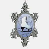 Ik hou van schaatsen! tin sneeuwvlok ornament (Links)