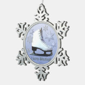 Ik hou van schaatsen! tin sneeuwvlok ornament (Rechts)