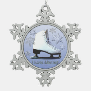 Ik hou van schaatsen! tin sneeuwvlok ornament