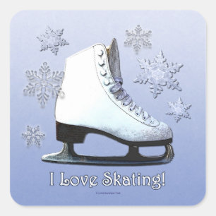 Ik hou van schaatsen vierkante sticker