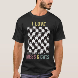 Ik hou van schaken en katten Zwart Witte Katten S T-shirt