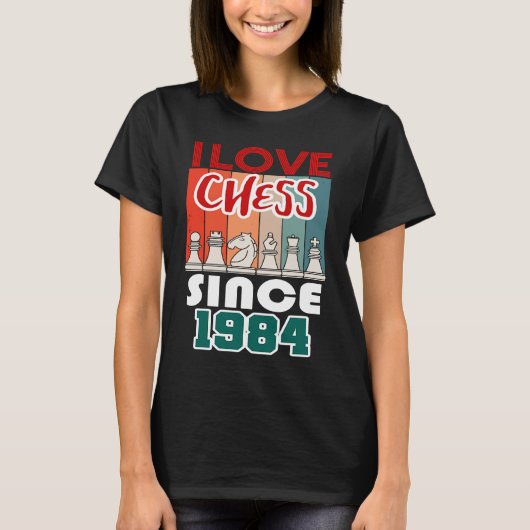 Ik hou van schaken sinds 1984 t-shirt (Voorkant)